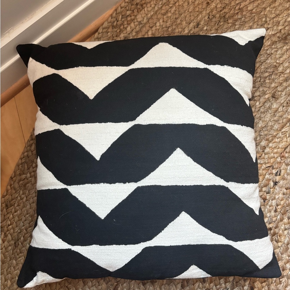 West Elm Sadza Batik Pillow, Black and White Throw Pillow